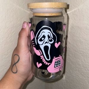 custom scream pink glass can cup